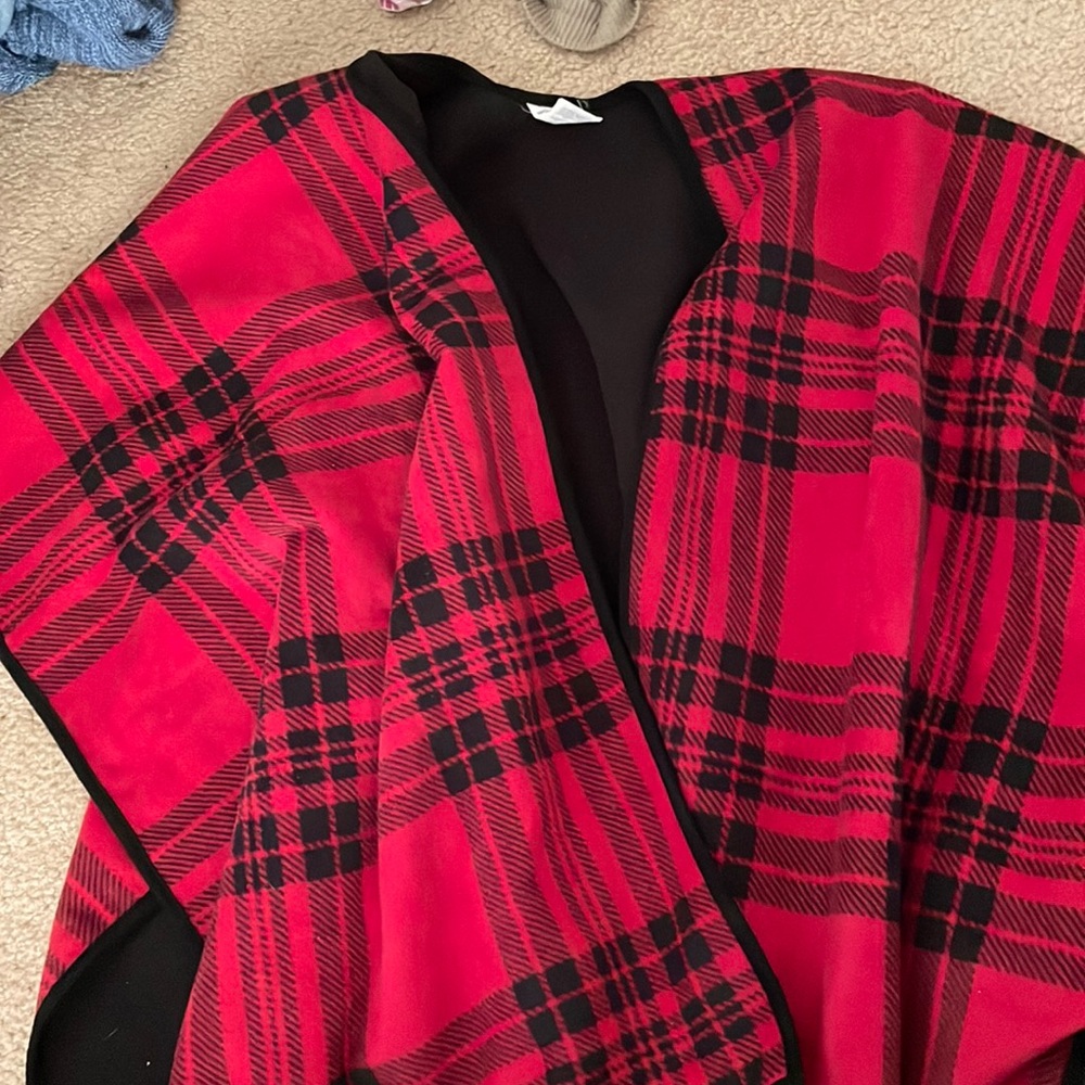 plaid poncho